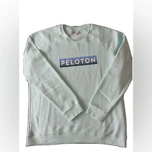 Peloton Womens‎ Large Crew Neck Cycling Spell Out Logo Light Blue Sweatshirt